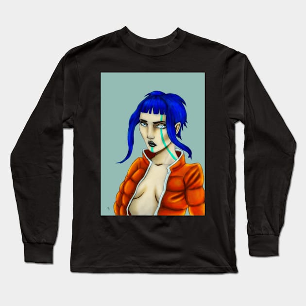 Blue-Haired Woman Long Sleeve T-Shirt by TaliDe